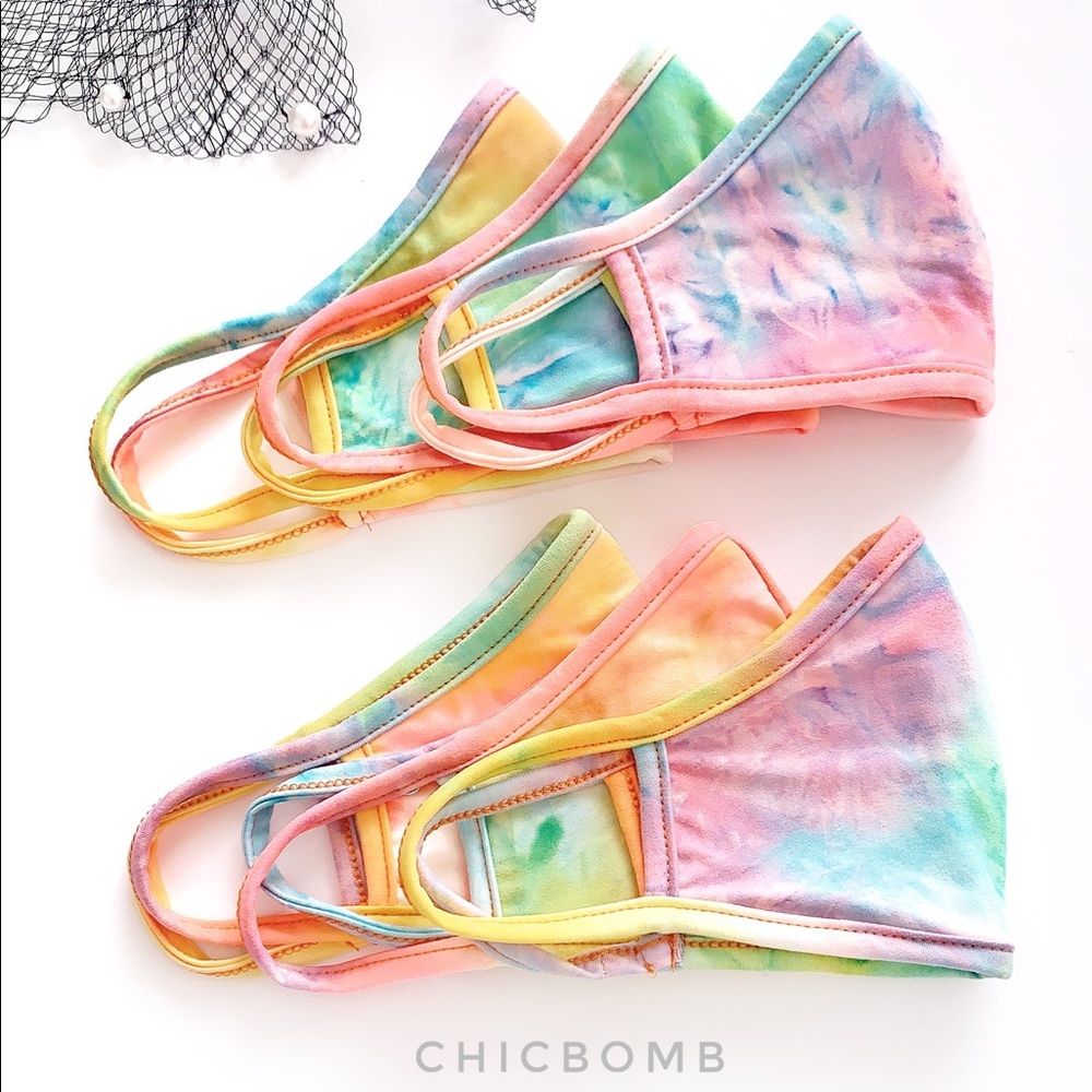 ADULT 1 SOFT TIE DYE CLOTH FACE MASK - SORBET - Picture 5 of 11